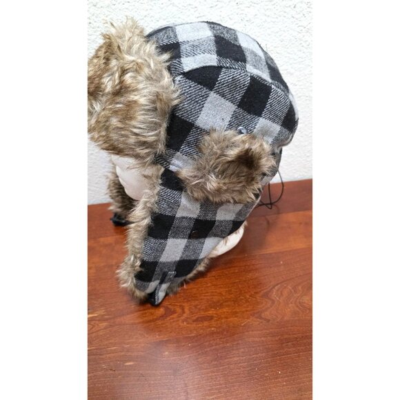 Igloos Unisex Winter Plaid Fur-Lined Trapper Hat With Ear Flaps Size L/XL - Picture 4 of 8